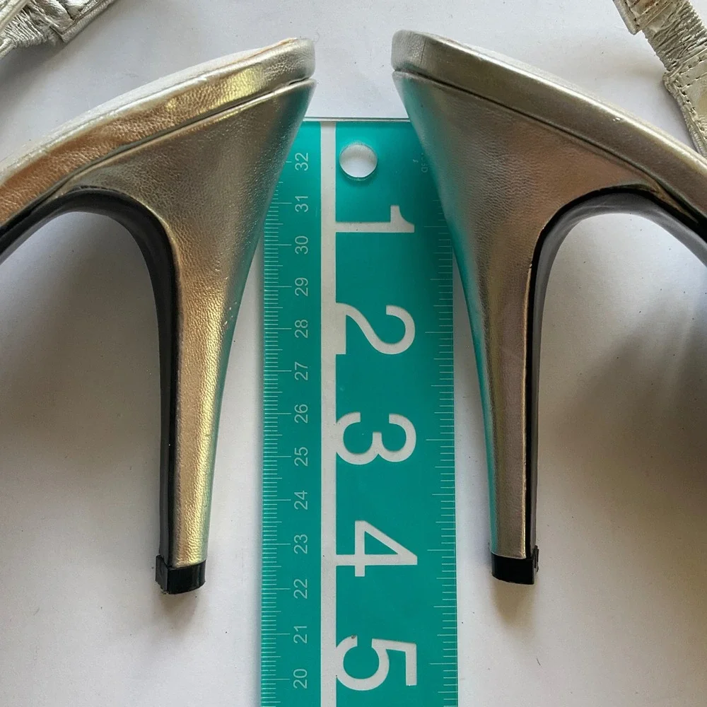 Lulu‎ Townsend Silver Glitter Peep Toe Slingback Platform Pumps Heels Stiletto 7